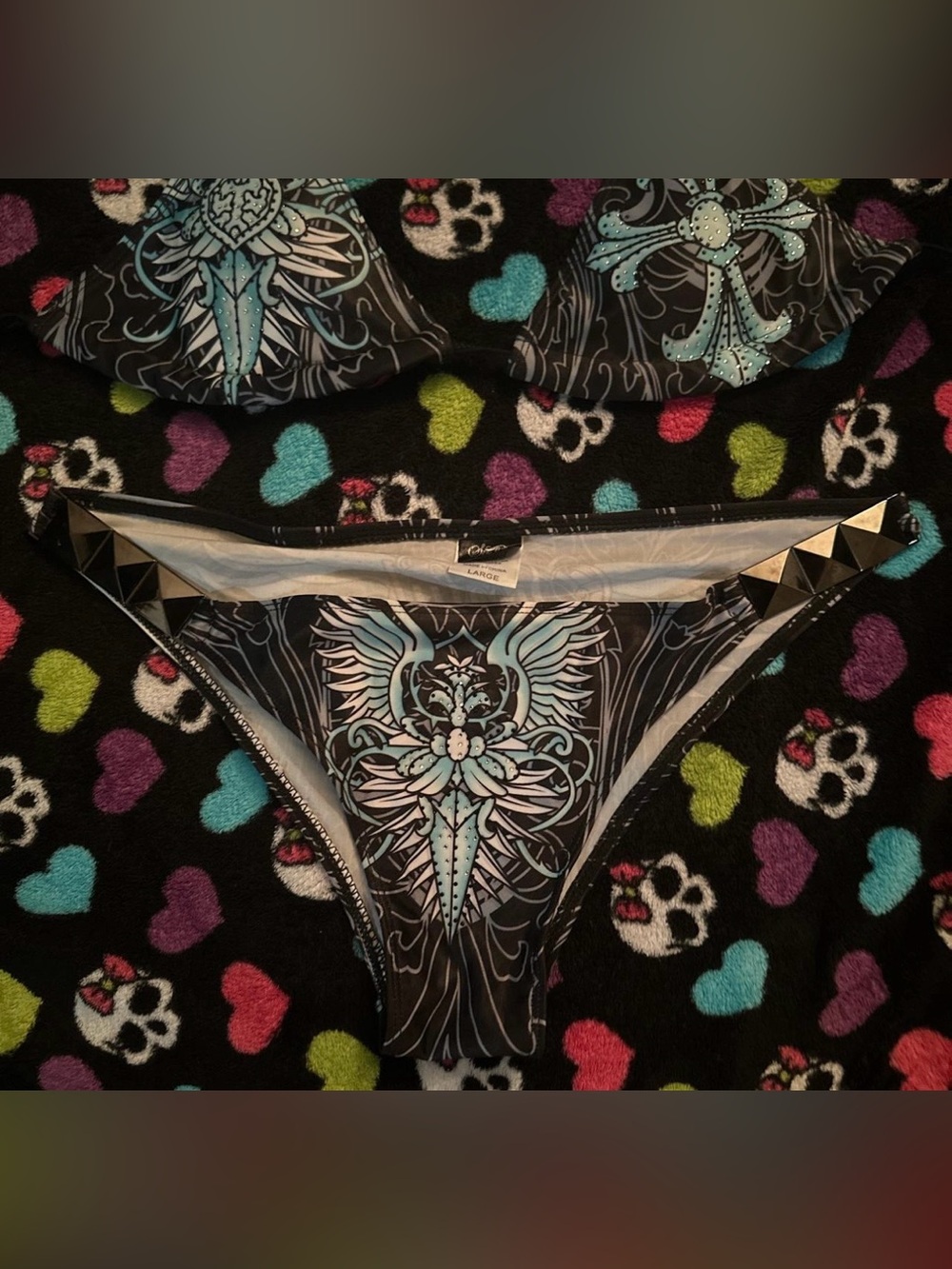 Rare, sinful, affliction, bikini size L, top and bottom, good condition